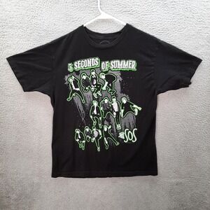 5 Seconds Of Summer Shirt Adult Large Black Australian Pop Rock Music Band Tee